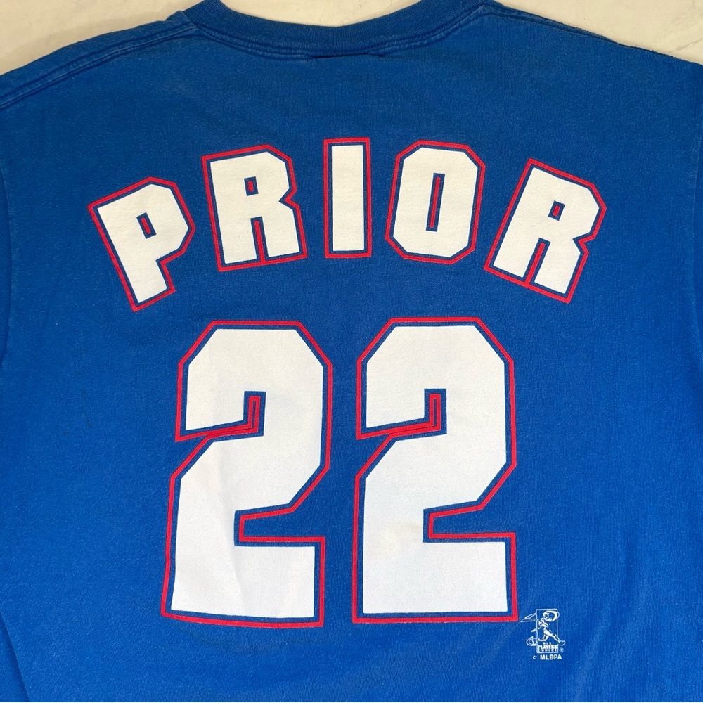 Vintage Y2K 2003 Cubs 22 Prior Size Medium Blue Red Graphic Tee Shirt Sporty - Picture 6 of 6